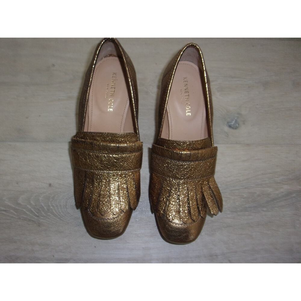 Cole Haan GOLD HEELED LOAFERS w/ Tassel Womens Size 7.5